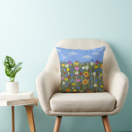 Vilda blommor med tusenskönor kudde