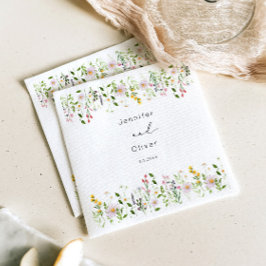 Vilda blommor Minimalistisk Elegant Bröllopsskrift Pappersservett