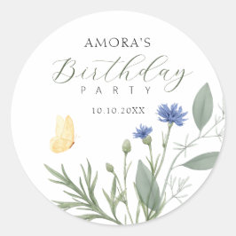 Vilda blommor minimalistisk elegant runt klistermärke