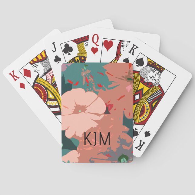 Vilda blommor Monogram Blommig Anpassat Namn Prese Casinokort (Baksidan)