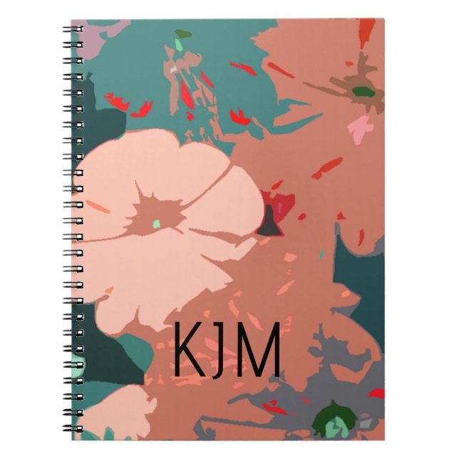 Vilda Blommor Monogram Florala Anpassade Namn Gåvo Anteckningsbok (Framsidan)
