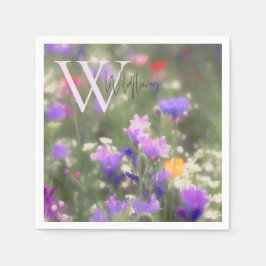 Vilda blommor Monogram Pappersservett