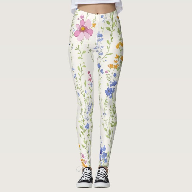 Vilda blommor Mönster  Leggings (Framsida)
