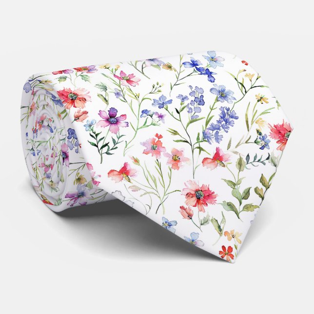 Vilda Blommor Mönster Slips (Rullad)