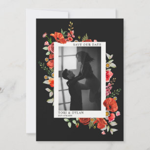 Vilda blommor Mörkt bröllopsfoto Spara datum Datumet