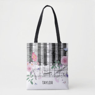 vilda blommor musiknoter piano tygkasse