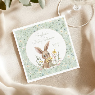 Vilda blommor Nån kanin på väg Baby Shower Pappersservett