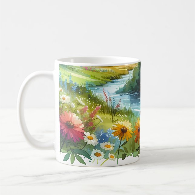 Vilda blommor och bäck i vår dal kaffemugg (Vänster)