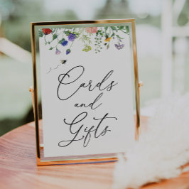 Vilda blommor och bin Kort och present skylt