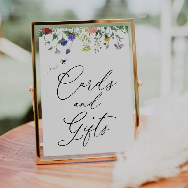 Vilda blommor och bin Kort och present skylt (Skapare uppladdad)