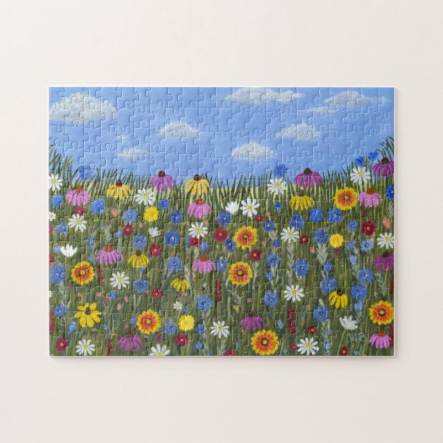 Vilda blommor och blå himmel pussel (Horisontell)
