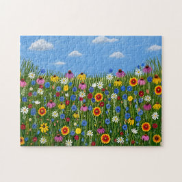 Vilda blommor och blå himmel pussel