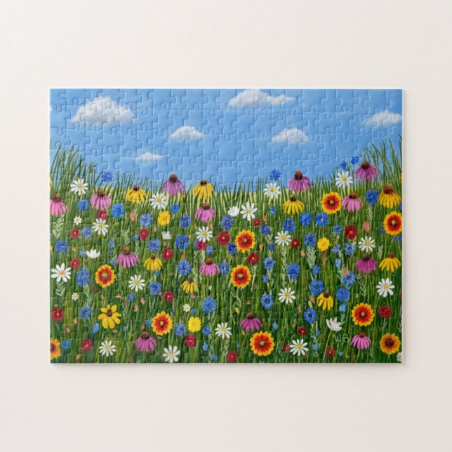 Vilda blommor och blå himmel pussel (Horisontell)