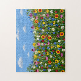 Vilda blommor och blå himmel pussel