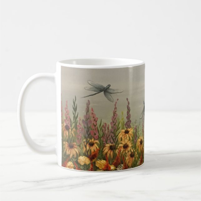 vilda blommor och drakflugor kaffemugg (Vänster)