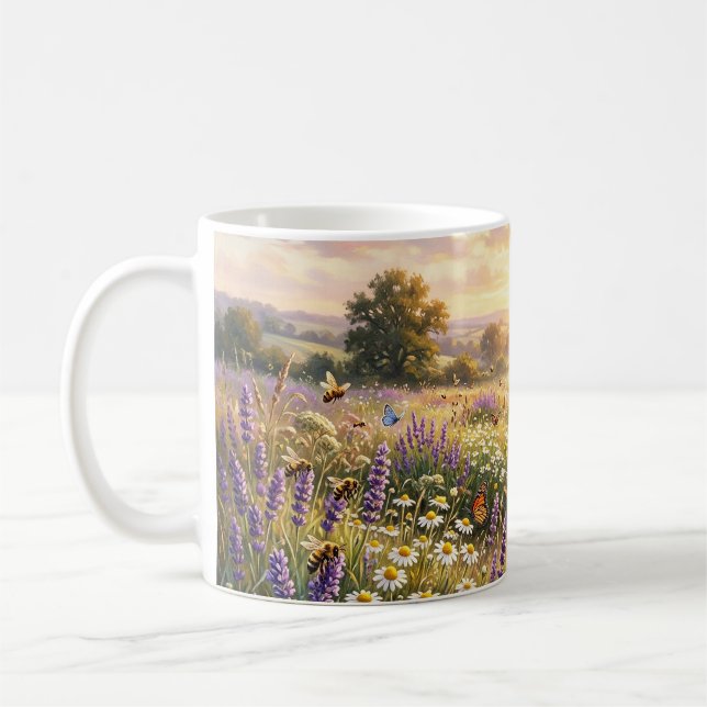 Vilda blommor och en söt stuga kaffemugg (Vänster)