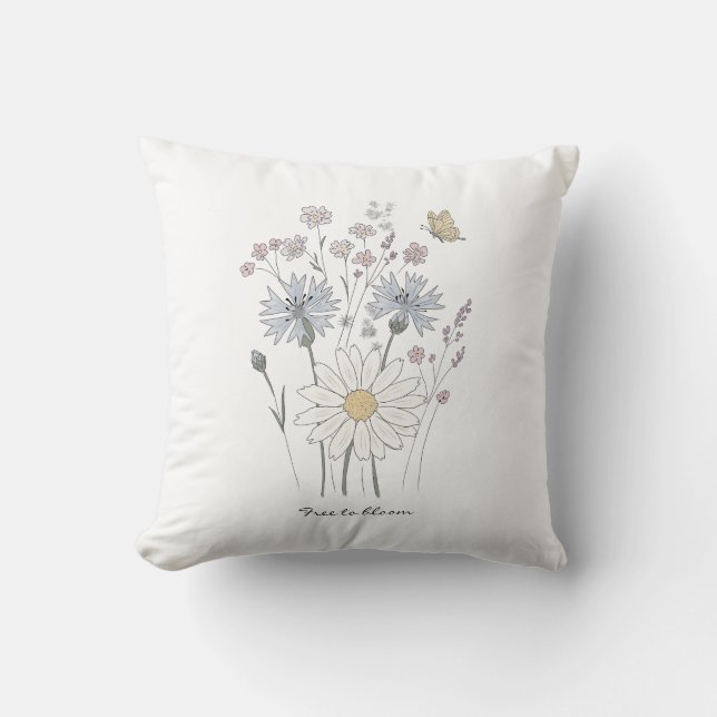 Vilda blommor och fjäril kudde (Framsida)