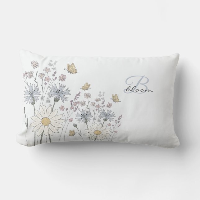 Vilda blommor och fjäril lumbarkudde (Framsida)