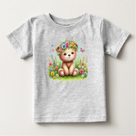 Vilda blommor och fjärilar söta som björnar t shirt