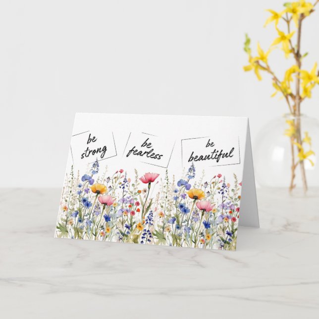 Vilda blommor och inspirerande ord kort (Gul blomma)