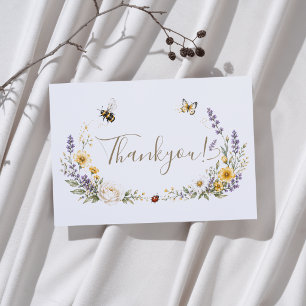 Vilda blommor och kärleksbugs baby shower tack kort