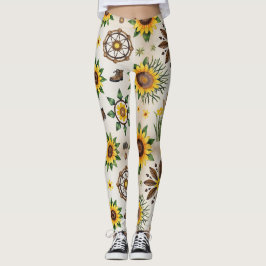 Vilda blommor och naturlig sömlös mönster leggings