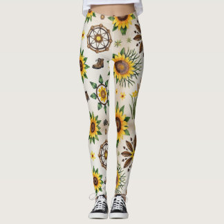Vilda blommor och naturlig sömlös mönster leggings