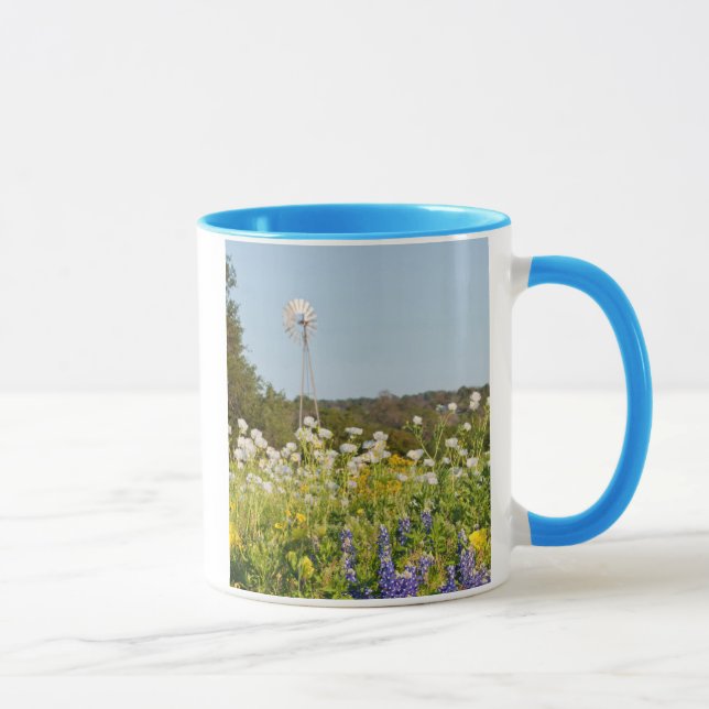 Vilda blommor och väderkvarn i Texas Hill Country Mugg (Höger)