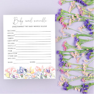 Vilda blommor Ordkrypter Bebis Shower Spel