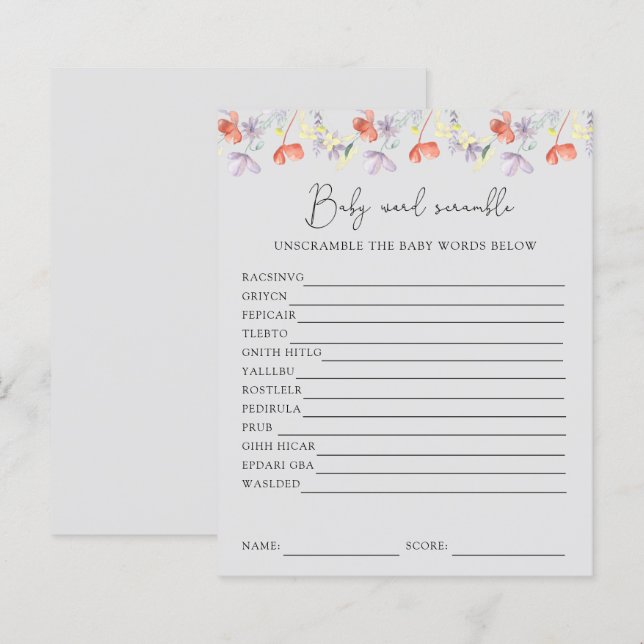 Vilda blommor Ordkryss | Babykalas spel (Fram/baksida)