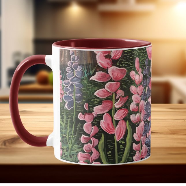 Vilda blommor Original konst Mugg (Elegant Floral Scenery, Unique for Kitchen or Cottage)