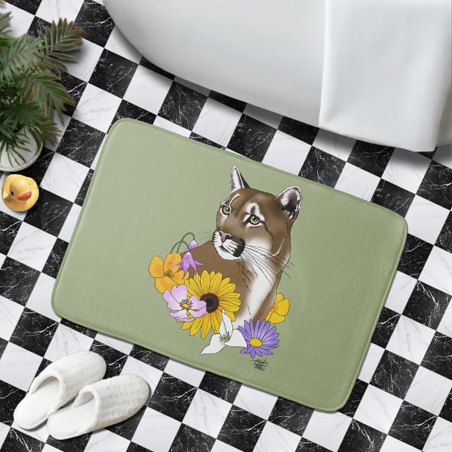 Vilda blommor Puma Bergslejon Kougar  Badrumsmatta (Skapare uppladdad)