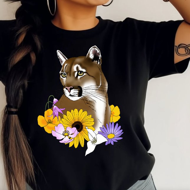 Vilda blommor Puma Bergslejon Kougar  T Shirt (Skapare uppladdad)