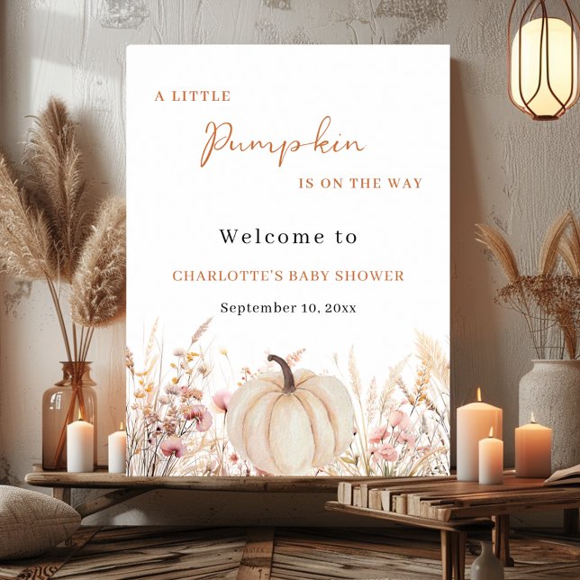 Vilda blommor pumpa baby shower välkomstskylt poster (Skapare uppladdad)