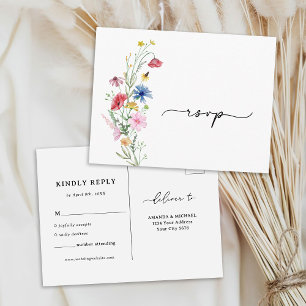 Vilda blommor RSVP Bröllopskort Vykort