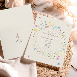 Vilda blommor Rustik Boho Bröllopsinbjudan Inbjudningar