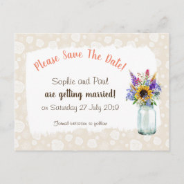 Vilda blommor Save The Date vykort