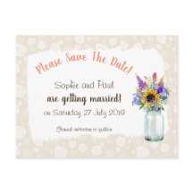 Vilda blommor Save The Date vykort