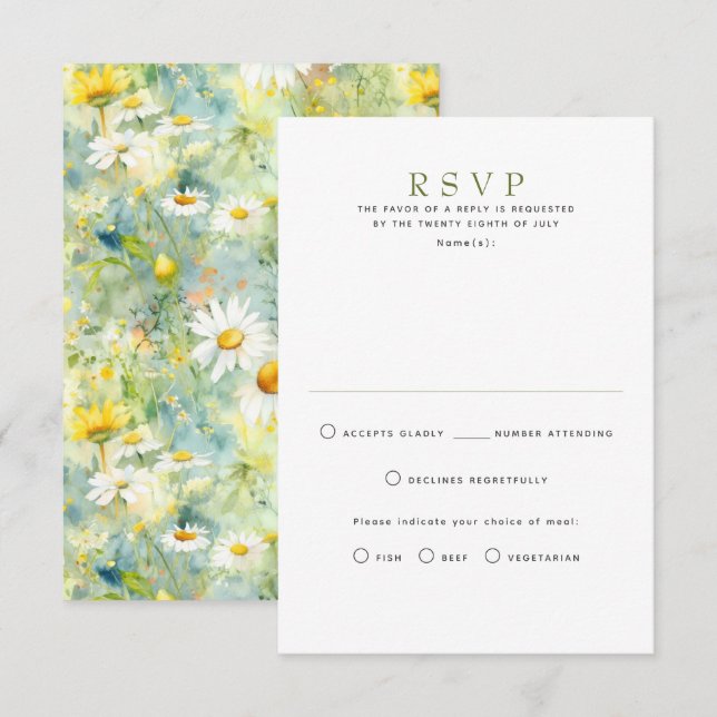 Vilda Blommor Sommar Bröllop RSVP-kort OSA Kort (Fram/baksida)