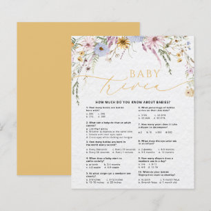 Vilda blommor Söt baby trivia Baby Shower Spelkort