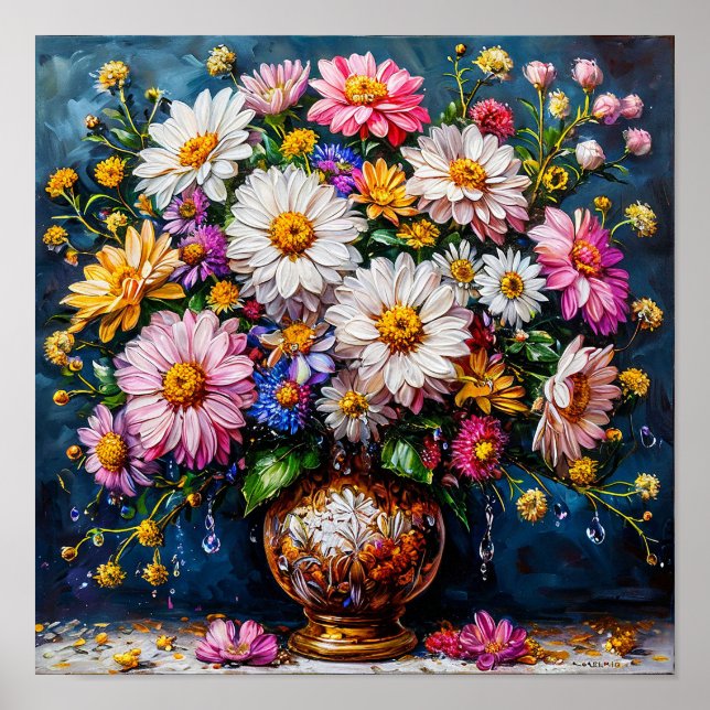 🌼 Vilda blommor Stilleben Elegant Botanisk Blomma Poster (Framsidan)