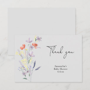 Vilda blommor tack baby shower kort