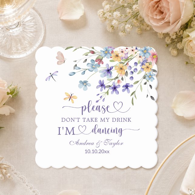 Vilda blommor Trollslända Ta inte min drink Bröllo Underlägg Papper (Skapare uppladdad)