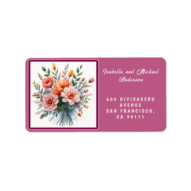 Vilda Blommor Vacker Populär Lyxig Samling Adressetikett (Framsidan)