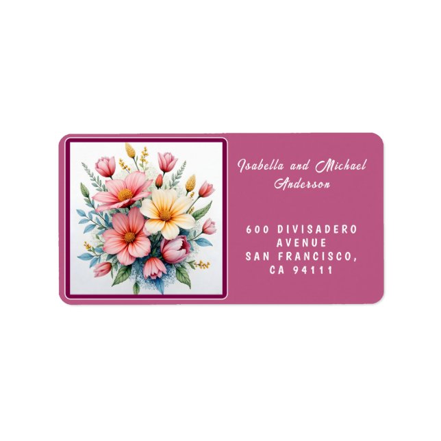 Vilda blommor Vacker Trendig Lyxig Kollektion Adressetikett (Framsidan)