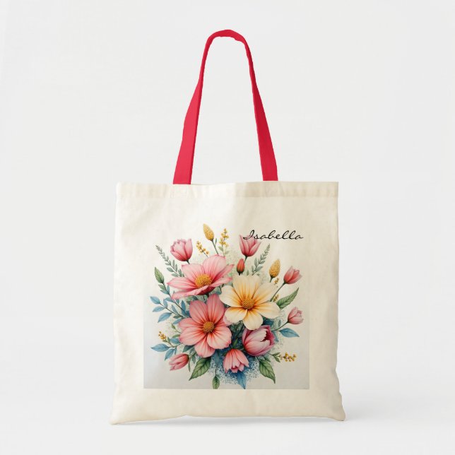Vilda blommor Vacker Trendig Lyxig Kollektion Tygkasse (Framsidan)