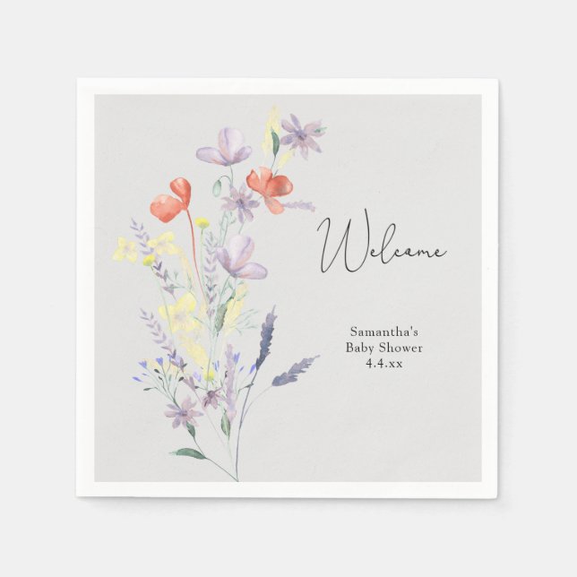 Vilda blommor välkomna pappersservett (Framsidan)