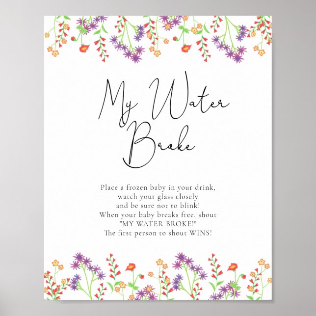 Vilda blommor Vatten bröt spelskylt Poster (Framsidan)