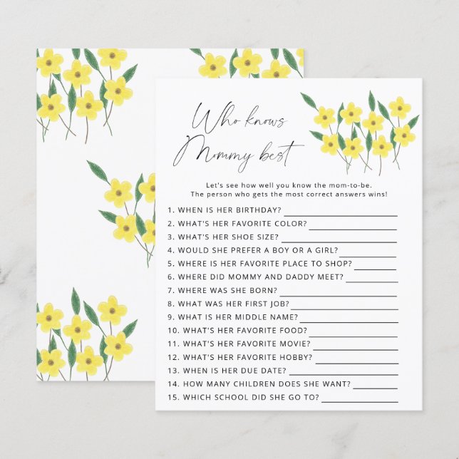 Vilda blommor Vem vet bäst mamma-spelet (Fram/baksida)
