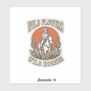 Vilda blommor Vilda hästar Western Cowgirl skjorta Klistermärken